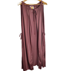 Vintage 70s Vicky Vaughn Mauve Pink Sleeveless Tie Side Maxi Vest Size 13